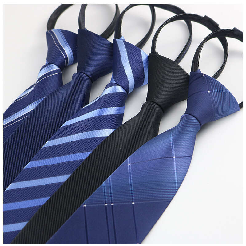 Men's Noknot Black & Blue Stripe Formal Zippered Necktie