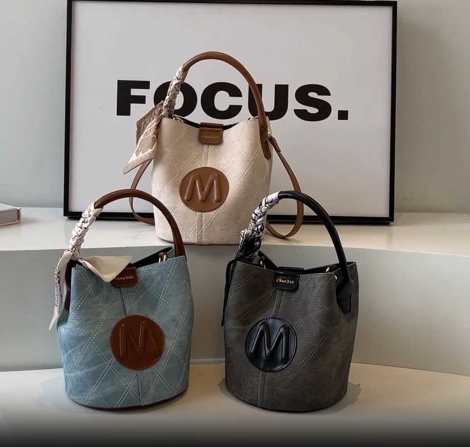 High-end trendy bucket bag for women 2025 new shoulder bag crossbody bag fashionable retro handbag for women XJ250604