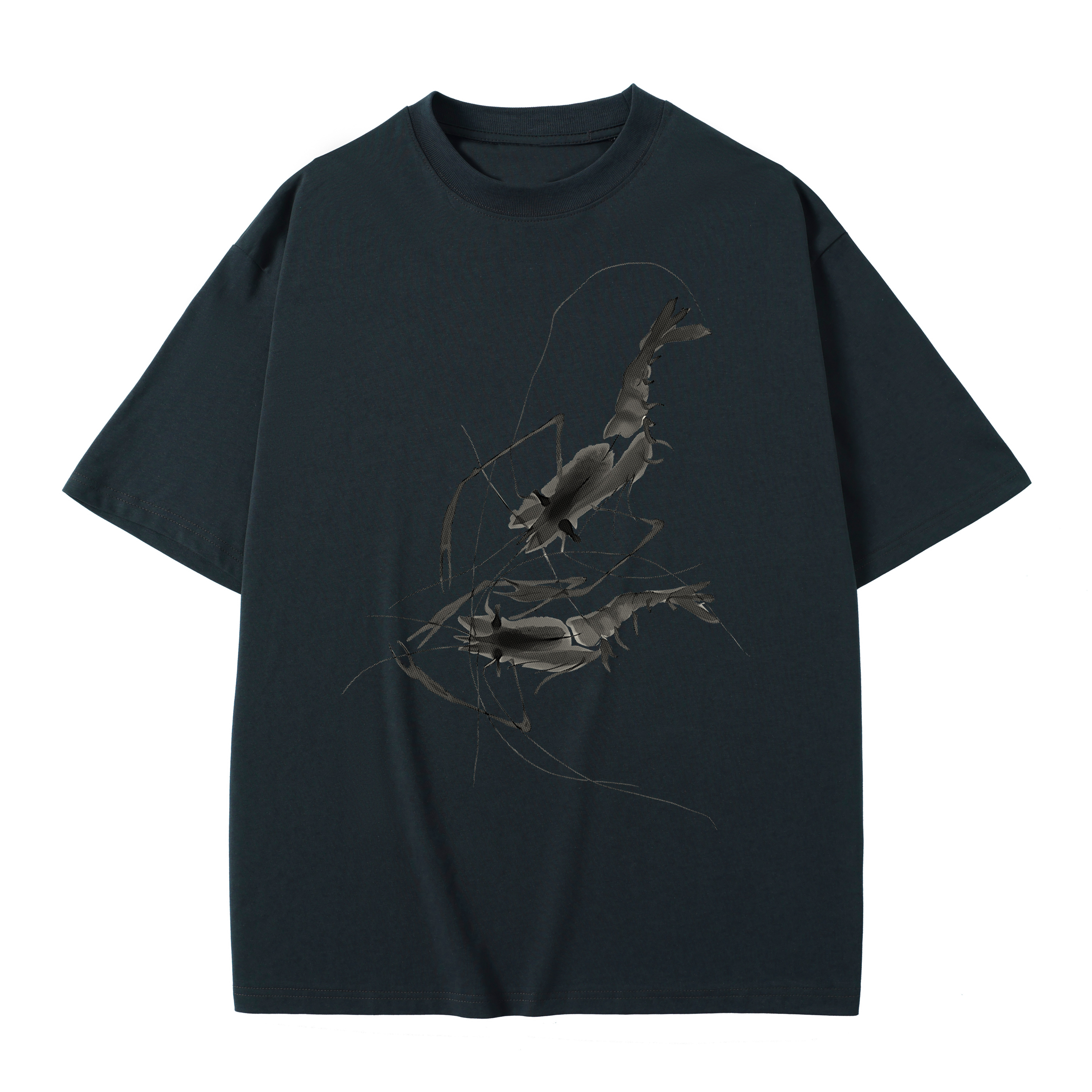 T-shirt men's top designer cotton T-shirt the Silvery crayfish short sleeved clothing high-quality fashionable T-shirt BROADTRUE