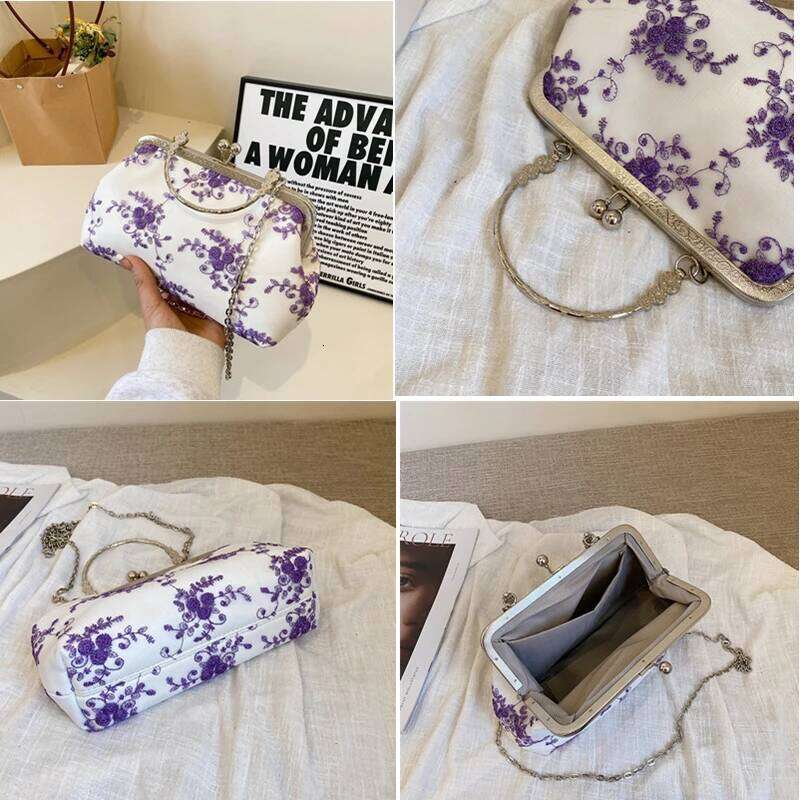 Lace Fbric Women Evening Chain Shoulder Messenger Bag Shell Clip Designer Handbag Fashion Purse Party Wedding Clutch