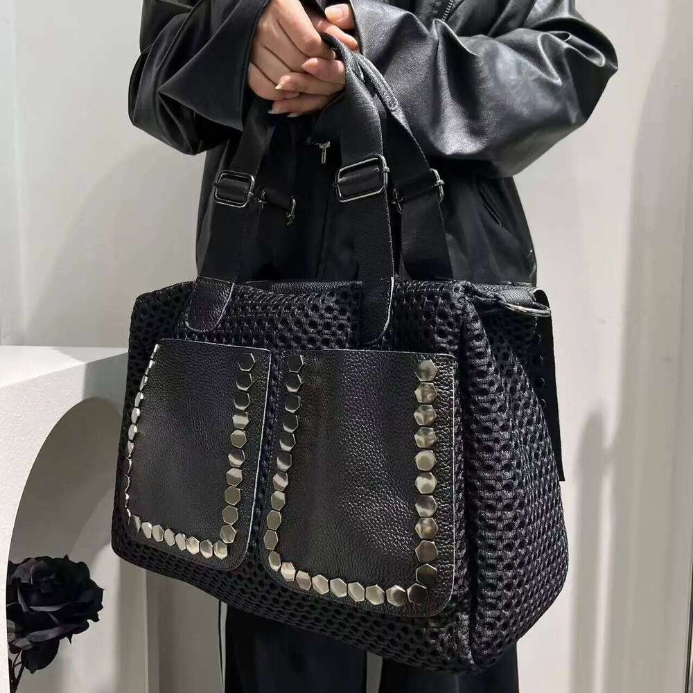 New Women's Leather Ing Handbag Large Capacity Double-Sided Japanese-Korean Fashionable Crossbody Bag