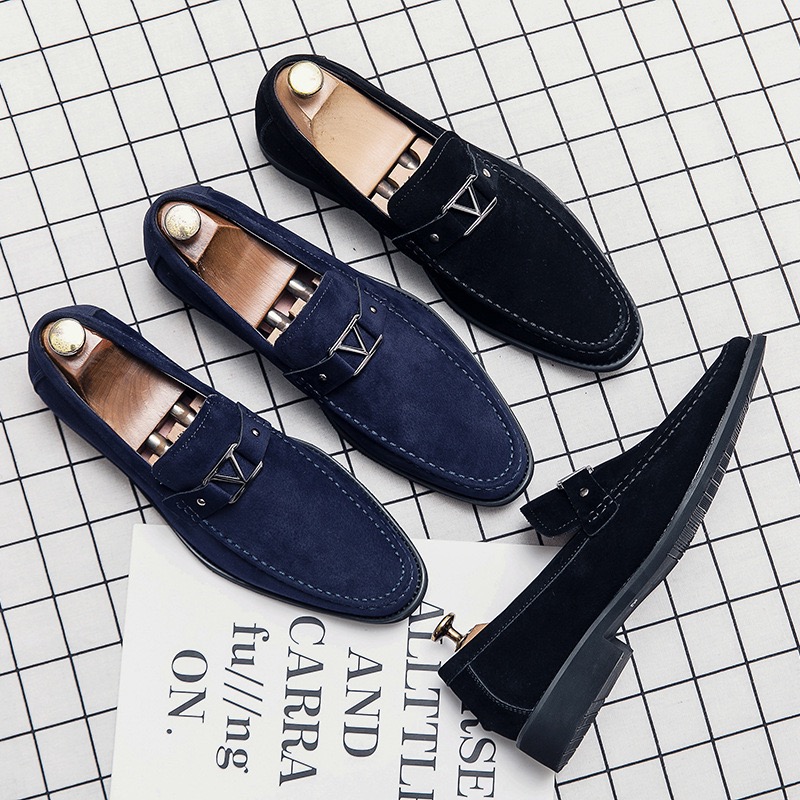 Large size 48 soft high-quality flat shoes, four season style Baotou genuine leather shoes, men's sliding sleeve suede loafers