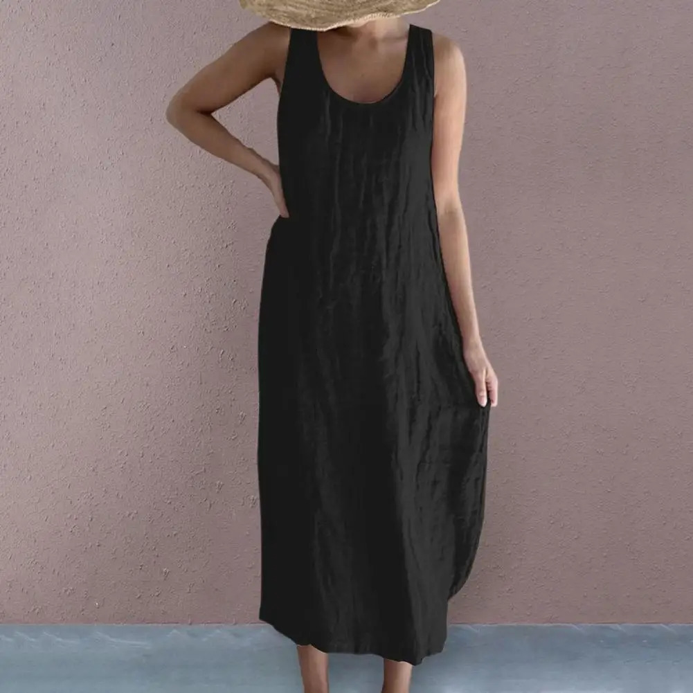 100% Cotton Linen Women S Dress Casual Strap Elegant Dresses For Women Vestido Feminino 250604