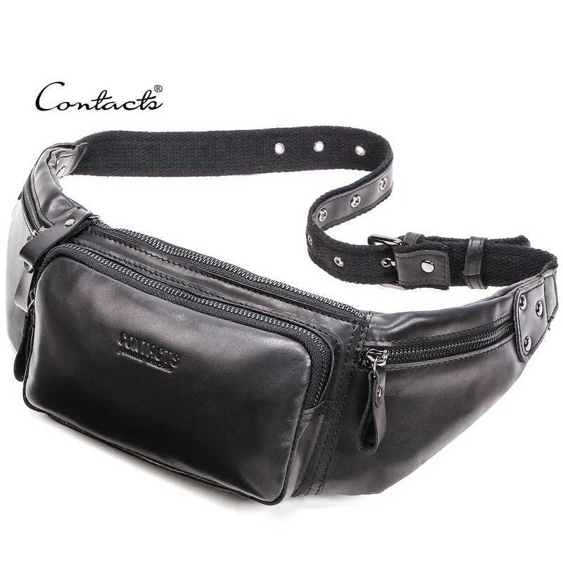 New casual small fanny pack men waist bag Cow leather male waist pack for cell phone credit cards travel chest bag men bag W250604
