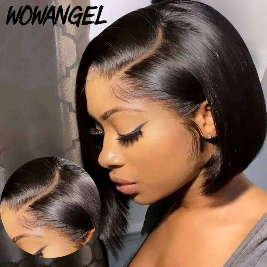 180% Wigs Short Bob Wig 100% Human Hair Invisible Front Pre Plucked Hairline Melty Skin HD Lace For Women