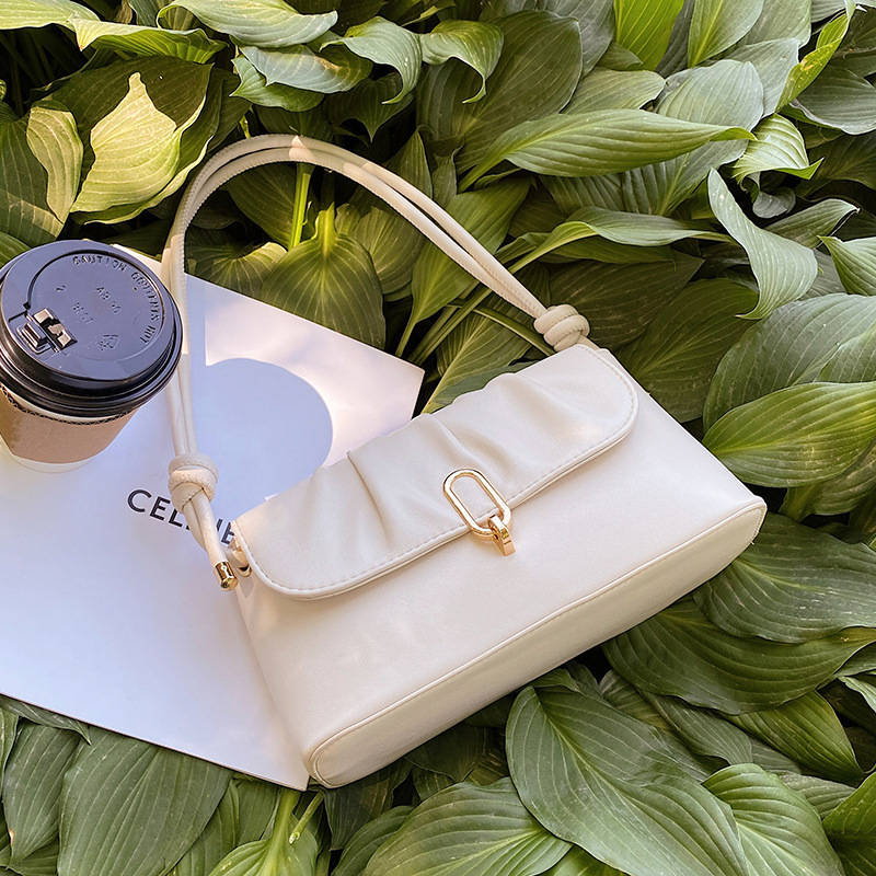 French Style Designer Niche Shopping Bag For Women Summer 2025 New Single Shoulder Underarm Bag Pleated Bag Simple Free Shipping Versatile Ins Crossbo