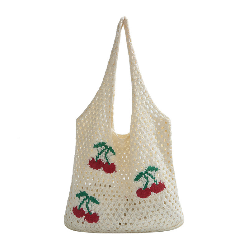 designer casual bag 2025 New Embroidered Women's Shoulder Bag Commuter Large Capacity Bag Knitted Bag Women's Woven Hollow Bag