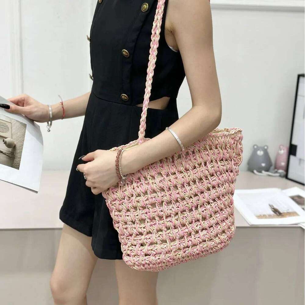 Straw Tote Bags For Women Designer Handbag And Purse 2025 New In Handmade Weave Large Capacity Shoulder Casual Beach Bag