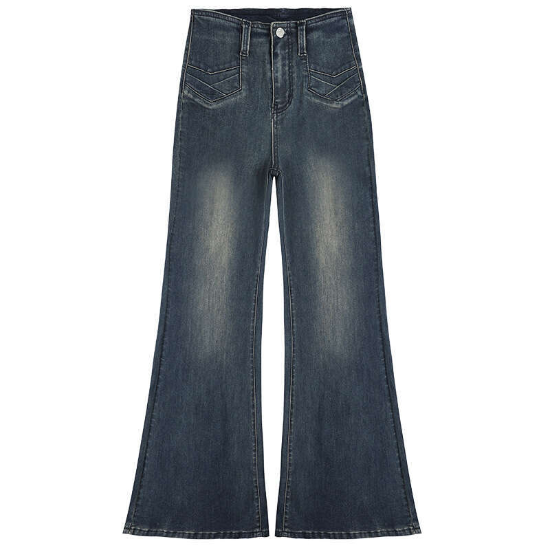 Flared Jeans For Women, Autumn New Style, Petite High Waist Slim Fit Stretch Bootcut Floor-Length Pants B5