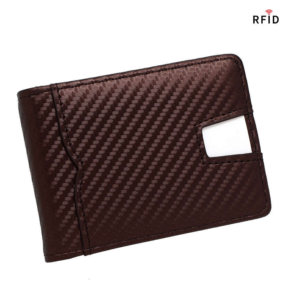 Men's Simple Short RFID Anti-theft Card Holder Coin Purse Woven Pattern 80% off Wallet