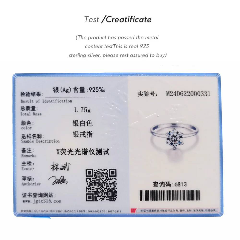 Trumium 0.5/1 Ct D Color Moissanite Ring For Women Dia moissanite Rings s Sier Engagement Wedding Bands Fine Jewelry