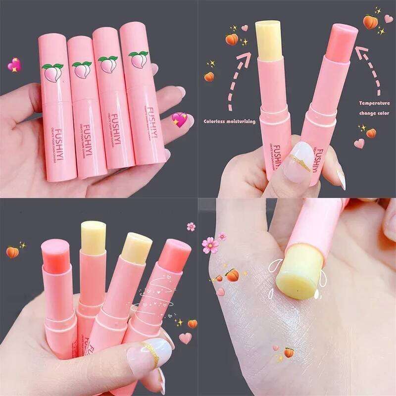 free shipping Colorless Vitality Color Balm Change Lipstick Peach Girl Moisturizing Long Lasting Gloss Makeup Care Repair Lip Mask