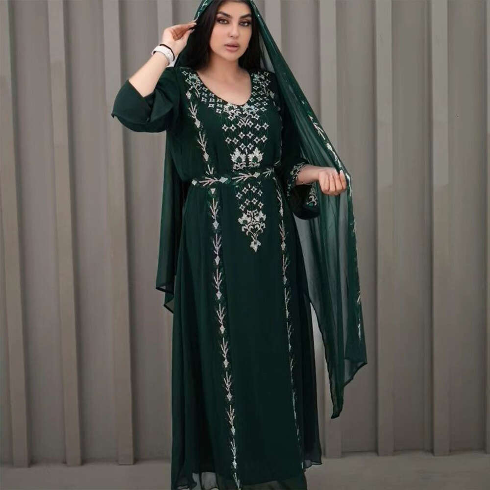 Because0281 Summer New Long Robe With Rhinestones For Home And Outdoor Dress B5