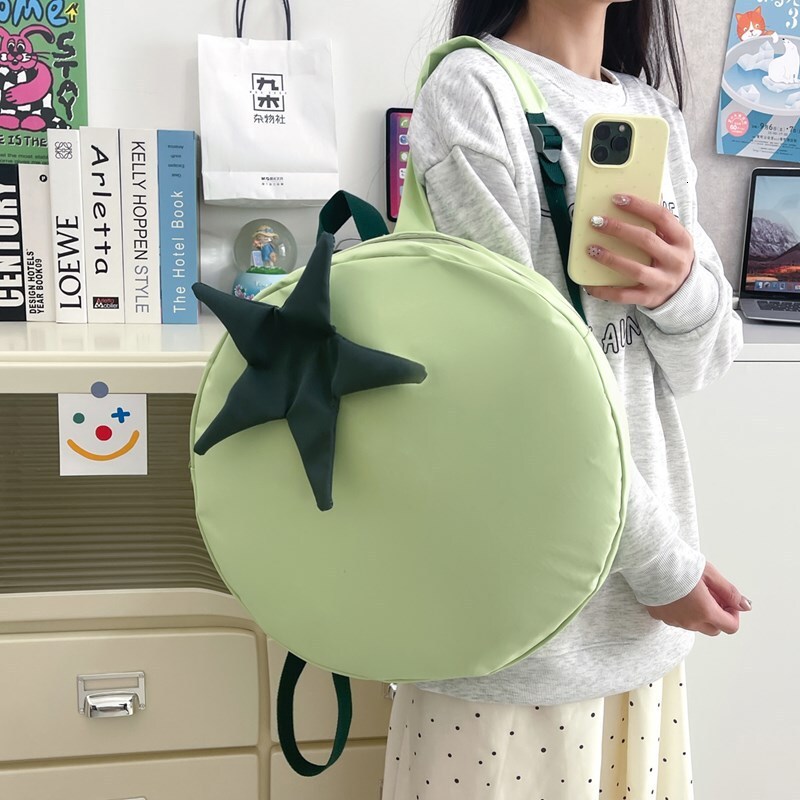 Free Shipping New Style Personality Cute Backpack Versatile Niche Design Designer Bag Outdoors Fruit Tomato Backpack For Middle And High School Studen