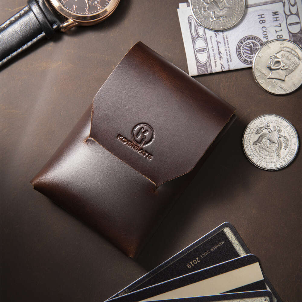 Minimalist Style Crazy Horse Men's Short Folding Card Holder Portable Genuine Leather Multifunctional Wallet