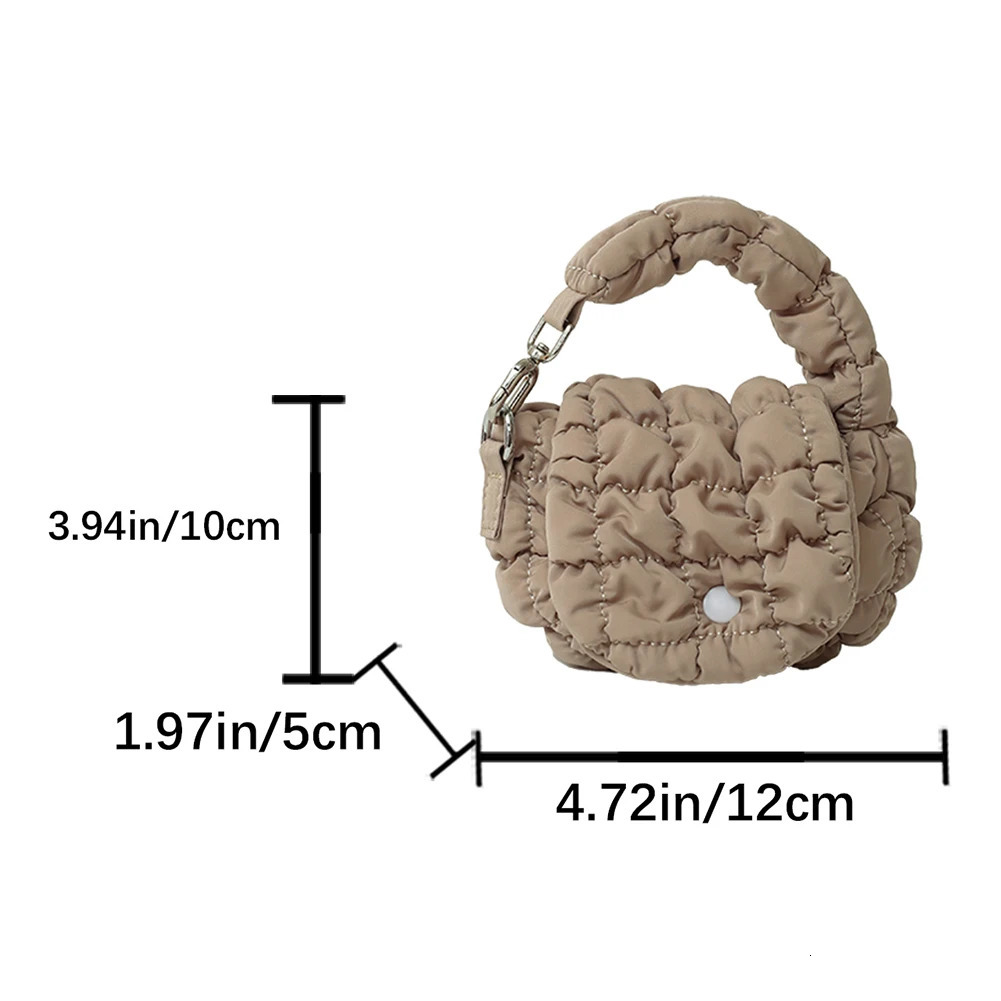Wrist Handbag Nylon Solid Color Mini Puffer Tote Bag for Women Padded Clutch Purse Phone Purse for Work Travel Shopping 250603