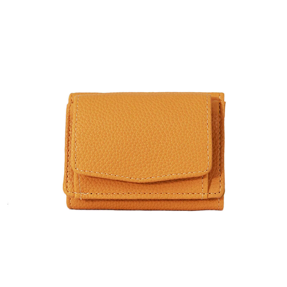 Hot Selling Small Wallet INS Women Japanese Style Student Lychee Pattern Ladies Solid Color Thin Card Holder Coin Purse Money Clip