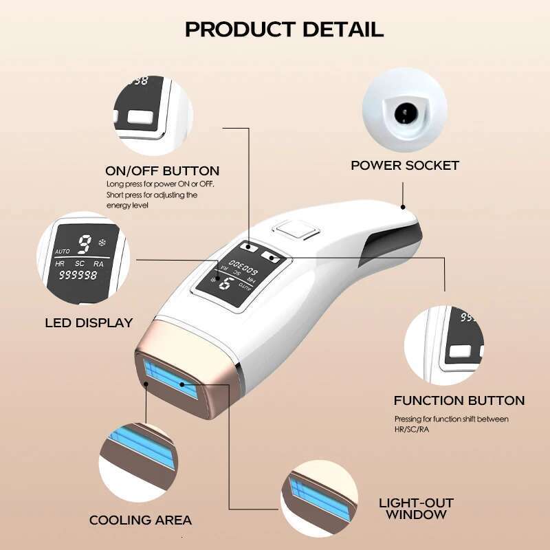 Vancostar 4In1 Laser Hair Removal IPL Epilator Cooling LCD Acne Treatment Rejuvenation For Home Bikini Trimmer Device