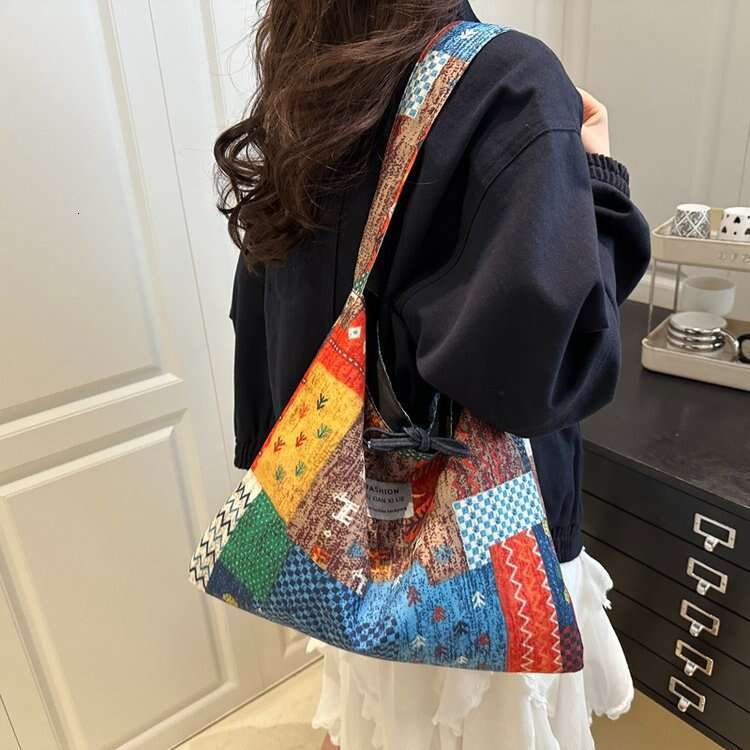Korean Style INS for Women 2025 New Canvas Tote Bag Artistic Large Capacity Shoulder Crossbody Handbag