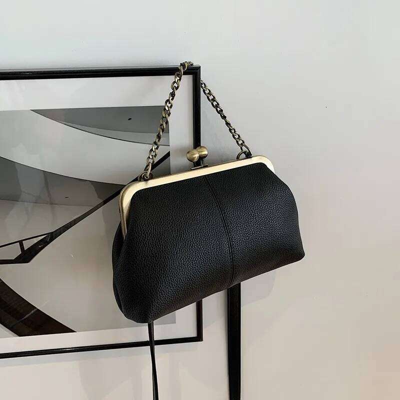 Women's Bags Designer Vintage Kiss Lock Bag PU Leather Handbag With Adjustable Strap Crossbody Purse For Women Work Shopping Travel