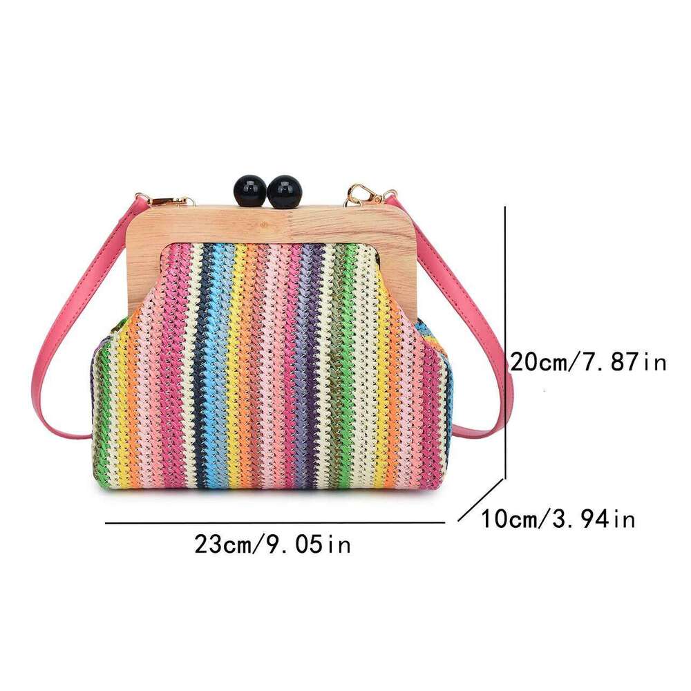 Summer Beach Straw For Women Designer Cloud New Wood Clip Purse Clutch Bag Shell Shoulder Crossbody Bags Fashion