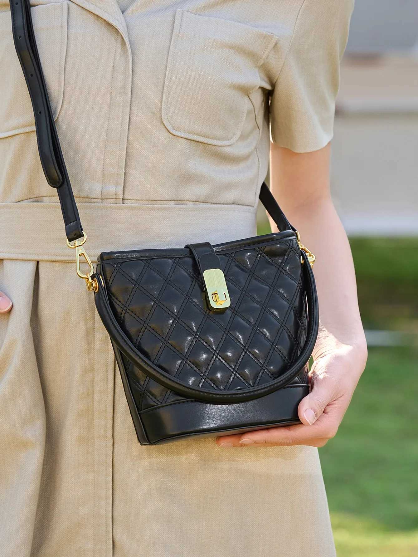 MIYIN Fashion classic quilted diamond pattern chain ladies crossbody bag simple and versatile large capacity bucket bag XJ250604