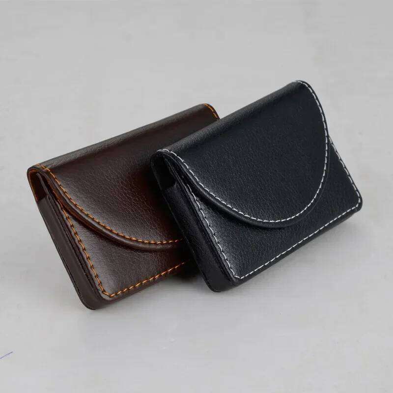 PU Credit Holder ID Business Bank Card Case Men Women Fashoin Brown Coin Wallet Small Black Purse