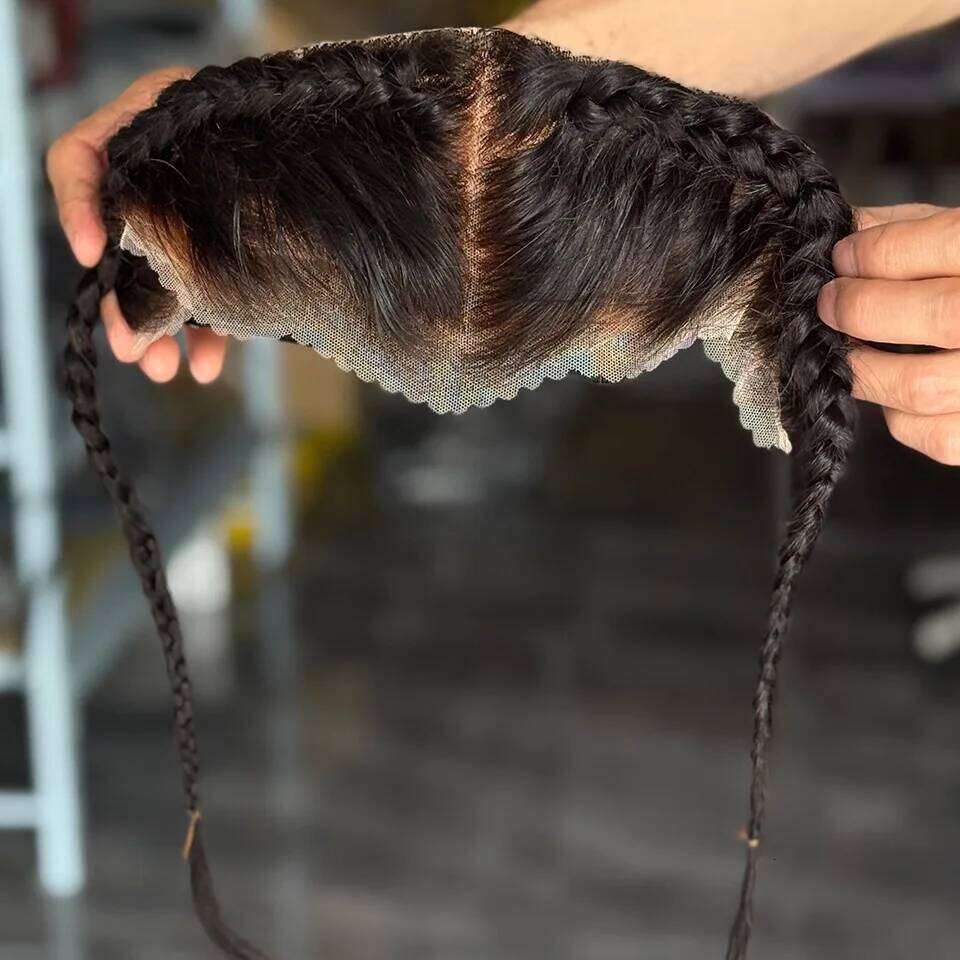 Top Grade 12 Inch To Ear Braided Hairpiece Bleached Knot Full 13x4 Lace Frontal Human Extension Unprocessed Virgin Hair