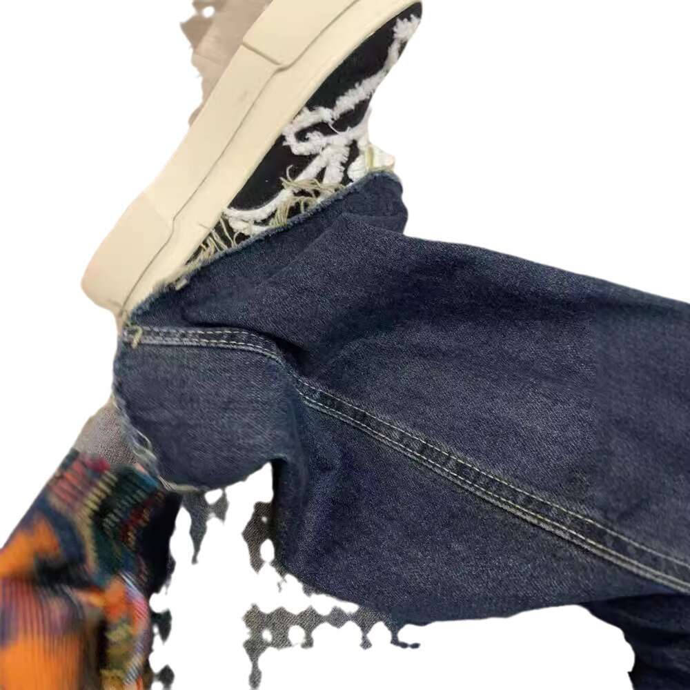 American Style Ripped Straight Leg Jeans For Women, Summer Thin Plus Size, High Waist, Loose Fit, Slimming, Wide Leg, Floor-Length Pants B5