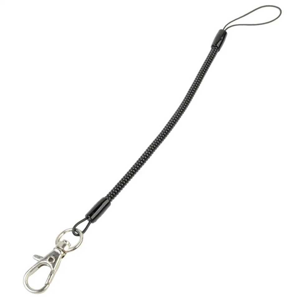 Fashion Black Plastic Spring Elastic Keychain Fishing Coil Elastic Lanyard Spring Coil Lobster Clip Keychain Anti-Lost Hanging M250604