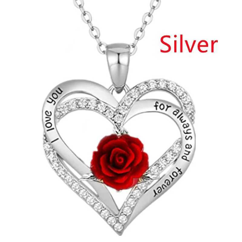 Fashion Income Rose Flower Pendant Necklace Anniversary Party Accessories Birthday Mothers Day Jewelry Gifts Mom Ladies Girls XJ250604