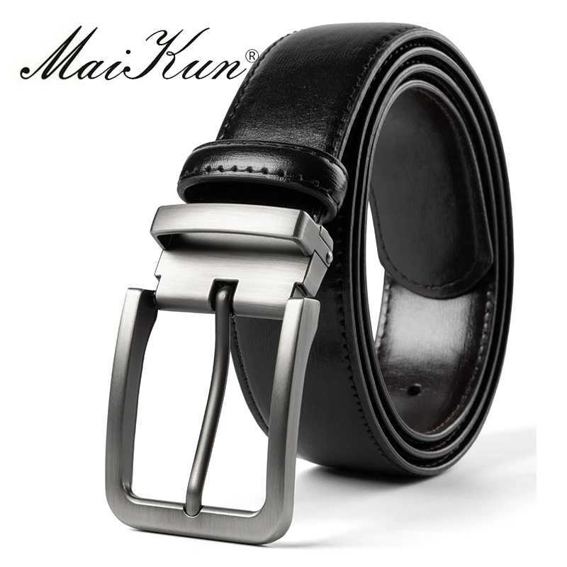 Maikun New Fashion Mens Belt Alloy Pin Buckle Business Belt Black Large Size Mens Belt W250604