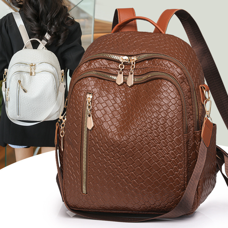 Free Shipping Backpack New Style Women's Simple Backpack Woven Designer Bag Pattern Backpack High-end Fashion Lightweight Outdoors Mom Bag