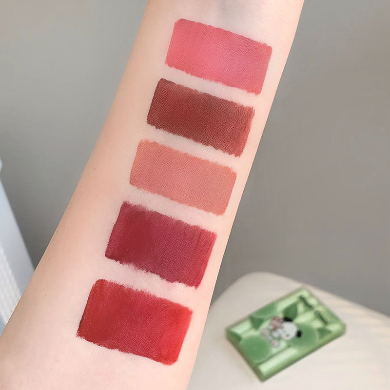 5pcs 1box Ice Cream Puppy Collection Lip Gloss, Vibrant, Smooth Liquid Lipsticks, Not Easy to Stain, Lip Glaze Set to Enhance Colour DH1010