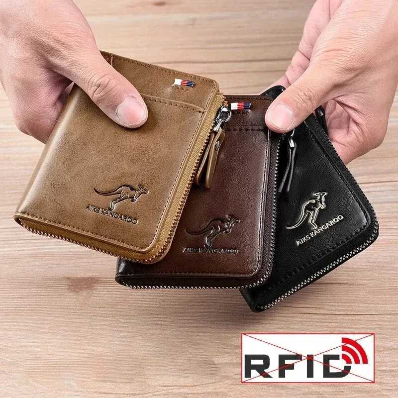 Mens Wallet Leather Business Card Holder Zipper Purse Luxury Wallets for Men RFID Protection Purses Womens Luxury Wallet T250604