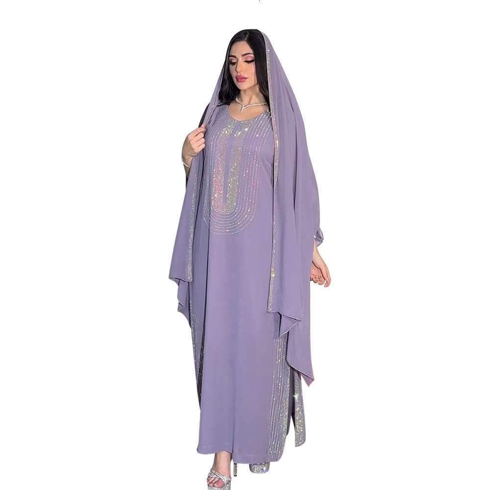 Because0195 Muslim Ethnic Clothing Fashion Rhinestone Robe Saudi Party Dress B5