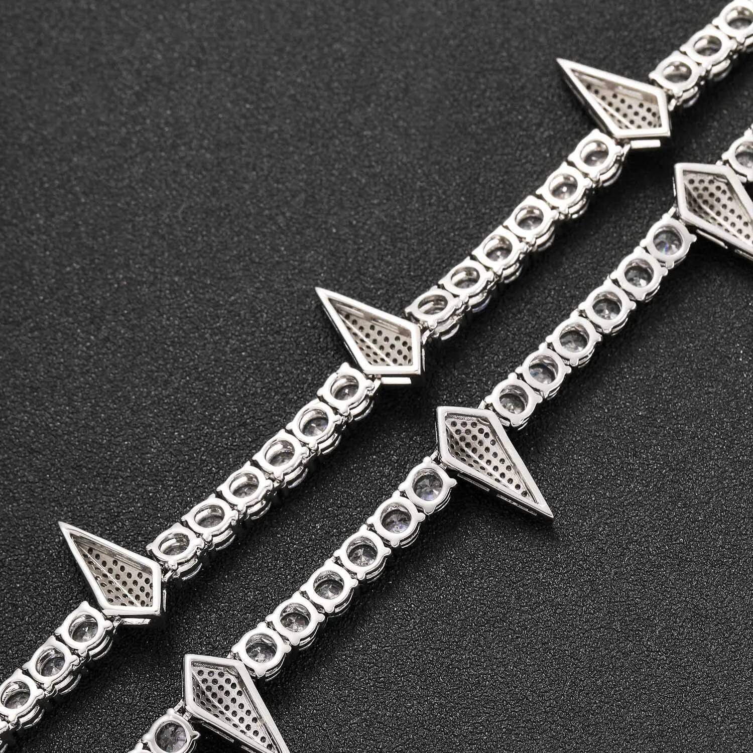 Black Panther Necklace 5mm Iced Out CZ Cubic Zircon Tennis Chain Rivet Wolf Tooth Charm Fashion Hiphop Jewelry Gift for Mens