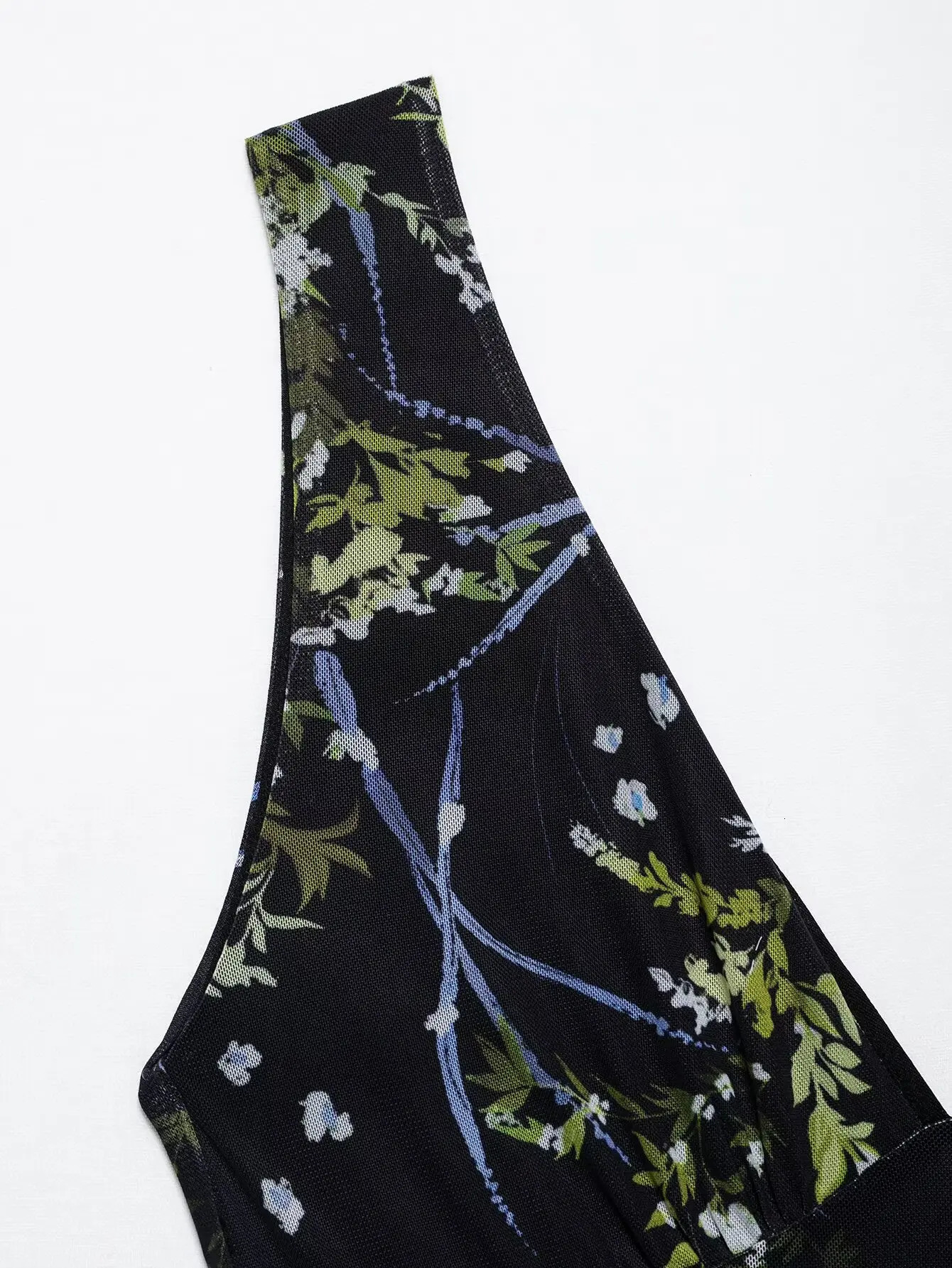 Zevity Women Bohemian Style Deep V Neck Flower Print Casual Slim Mesh Long Dress Female Chic Backless Dresses DS9221 250604