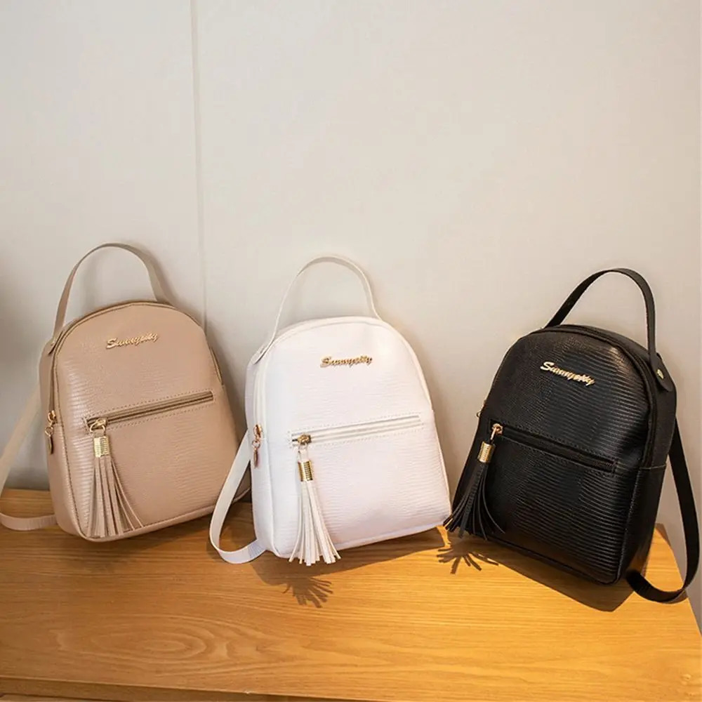 PU Leather Shoulder Bags Stylish Multi-function Large Capacity Small Backpack Solid Color Handbag Female 250530