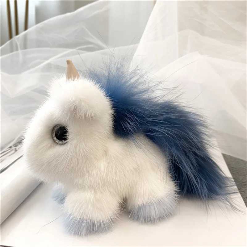 New Mink Fur Unicorn Keychain Women Bag Key Chain Pendant Decoration Jewelry Bags Hangings Accessories Gifts Car Decoration W250604