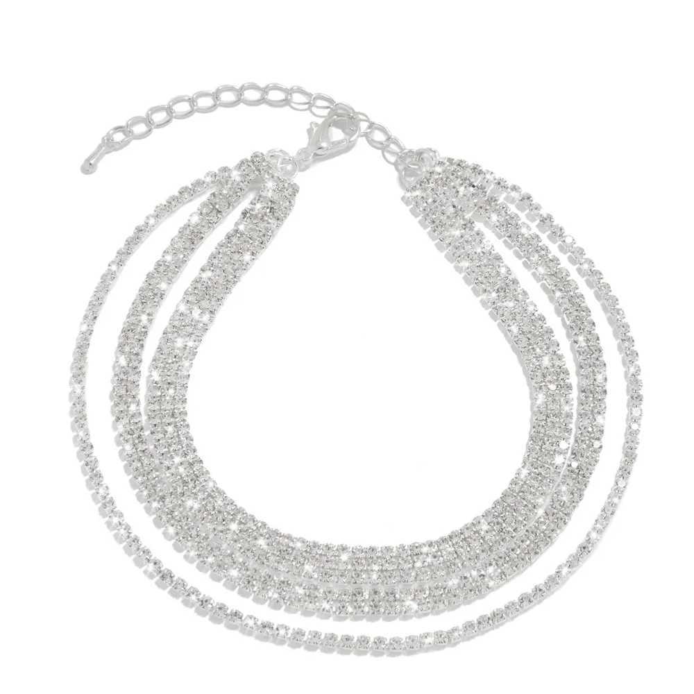 Stonefans 2023 Layered Barefoot Anklet for Women Bracelets Jewelry Leg Rhinestone Foot Chain Summer Beach Holiday Jewelry Gifts W250604