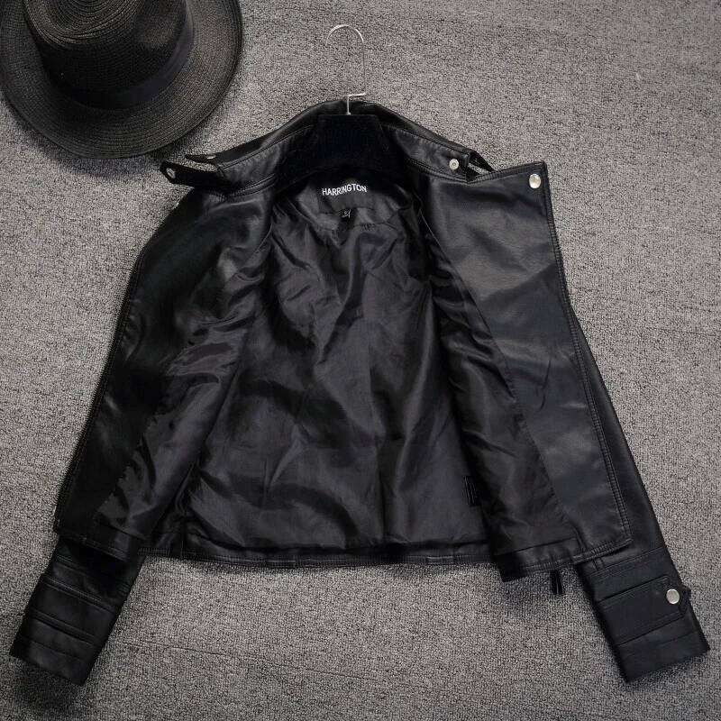 Pop Fall Women Short Black PU Gothic Punk Style Fashion Motorcycle Leather Jacket Casual Wild Coat Goth Winter Coats