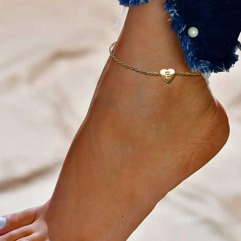 eManco Initials DIY Heart Anklet Stainless Steel Jewelry Name Customized Anklet English Alphabet Birthday Gift for Men and Women W250604