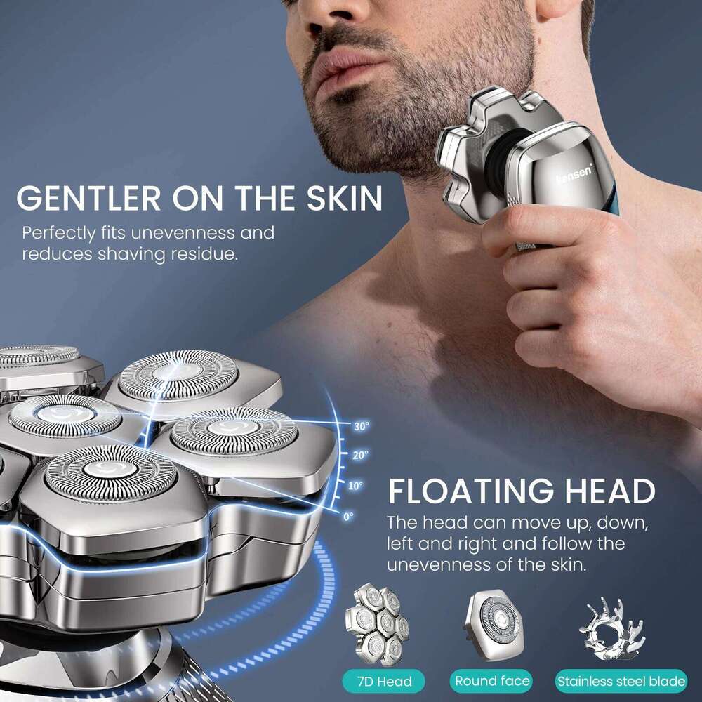 Kensen S18 Electric For Men Rechargeable 7D Floating Cutter Magnetic 5 In 1 Shaver Hair Trimmer Clipper Head Razors