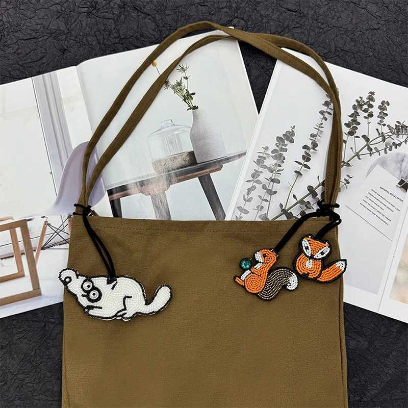 Handmade Beaded Animal Keychains Cute Panda Squirrel Parrot Hanging Rope Patch For Bag Decor Lanyard Pendant Bag Accessories W250604