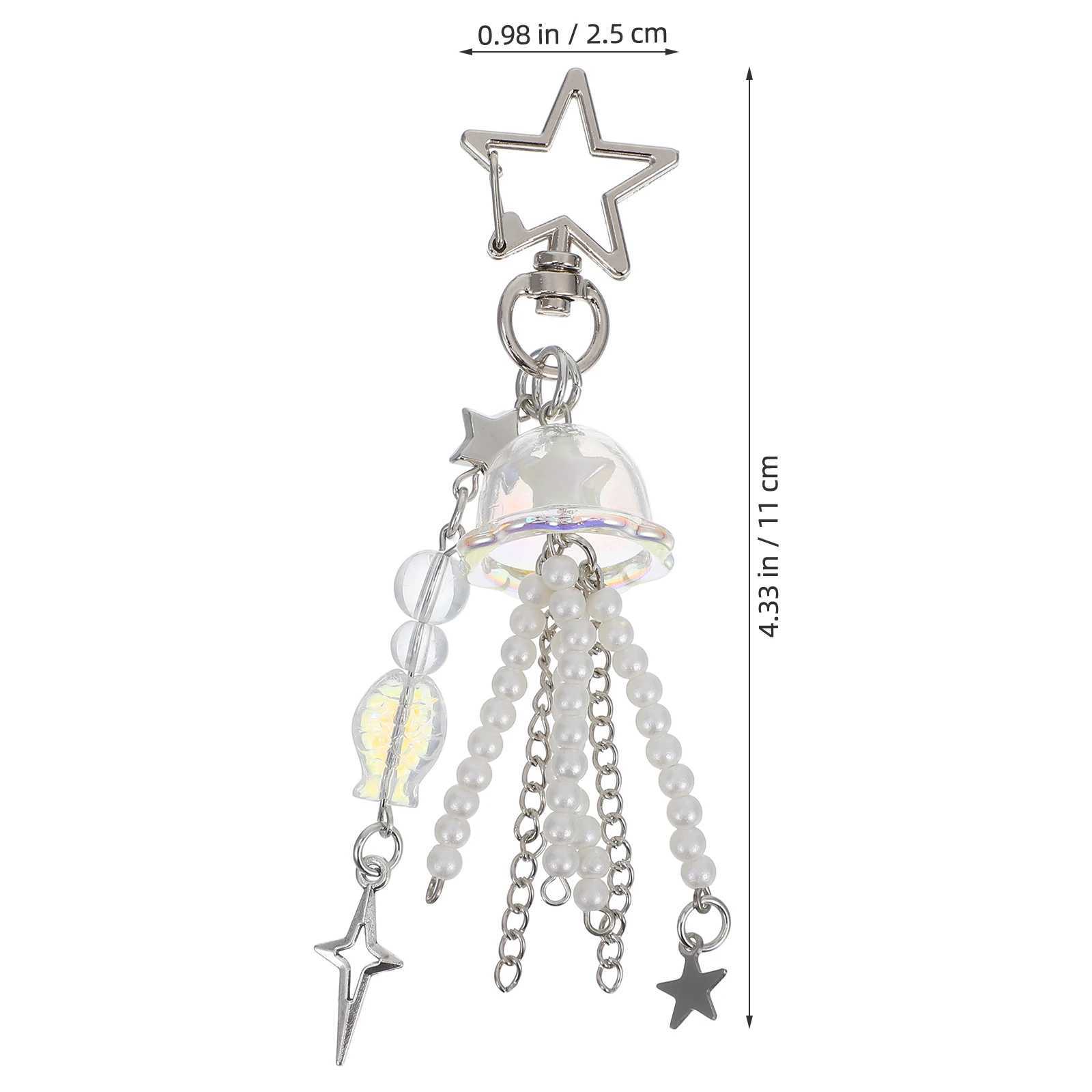 jellyfish star keychain Women Backpack Charm Gift Purse keychain Cute Pearl star Pendant multi-use Handbag jewelry hanging decor W250604