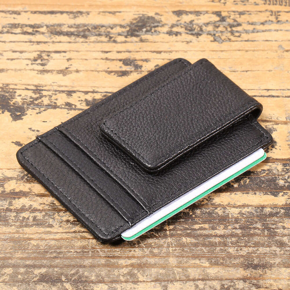 Men's Holder First Layer Cowhide Multi-Card Slot Magnetic Buckle Dollar Clip Personalized Card Press Wallet