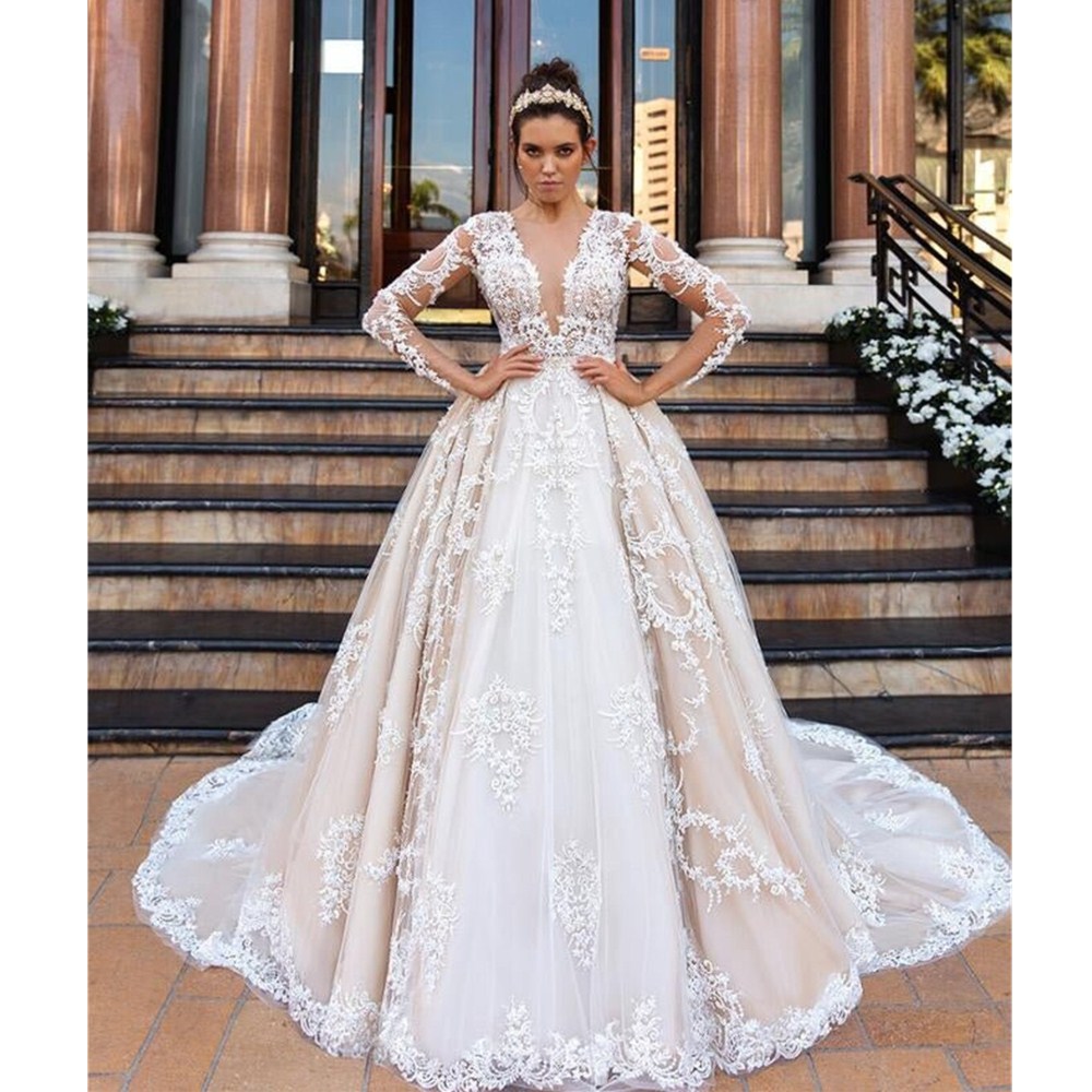 Luxury Pearls Beading Off the Shoulder Wedding Dresses Princess Bling Separately Long Sleeves Bridal Gowns A Line 2025 Customized Vestido De Noiva 01