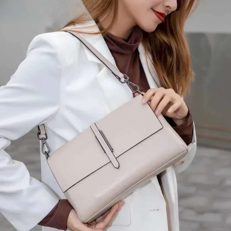 New Arliwwi Designer Real Cow Leather Lady's Flap Messenger Bags Soft Genuine Cowhide Functional Shoulder Handbags