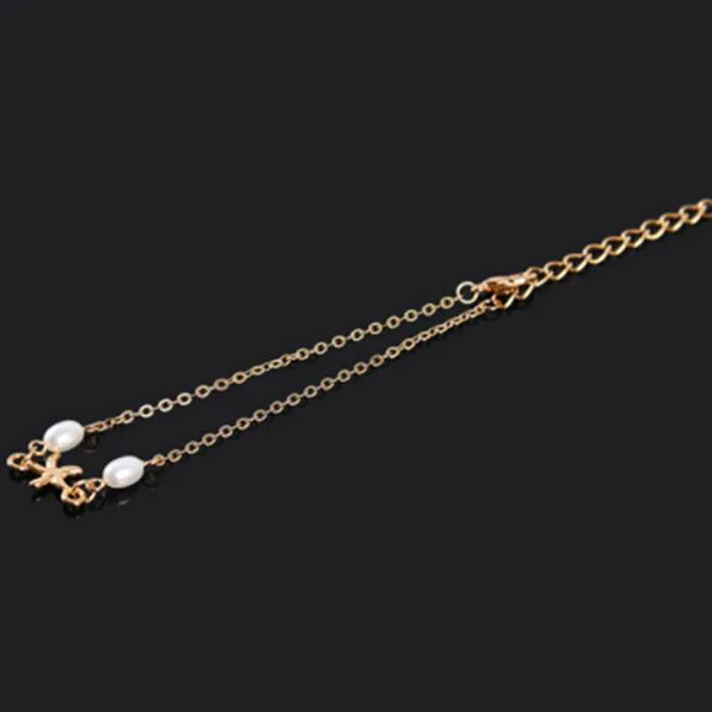 New Fashion Summer Starfish Pearl Anklet for Women Party Bohemian Style Handmade Foot Bracelet Beach Jewelry Gift W250604
